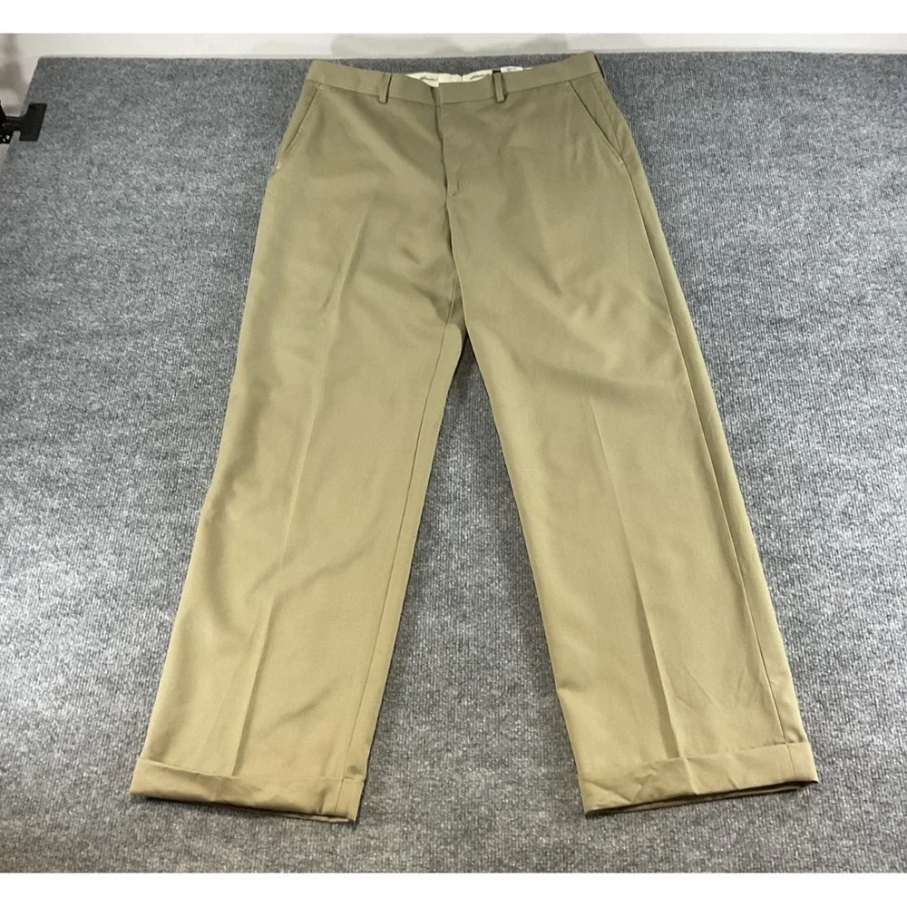 Eddie Bauer Ruston Fit Pants Mens 36 Wool Dress Khaki Slacks Business Casual Tai